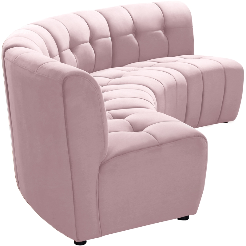 Meridian Furniture Limitless Pink Velvet Modular 4 Piece Sectional