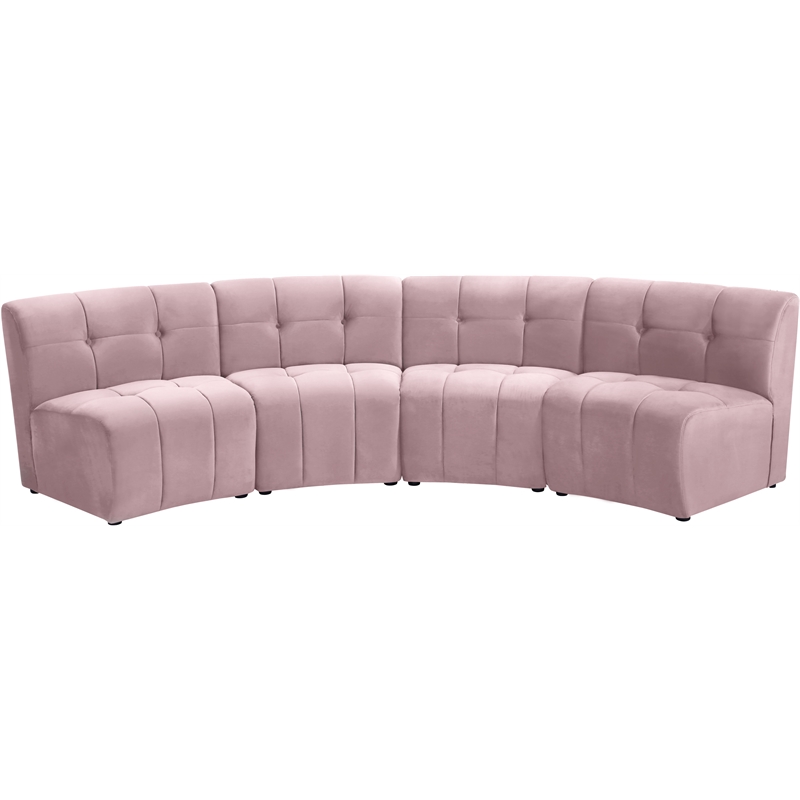 Meridian Furniture Limitless Pink Velvet Modular 4 Piece Sectional