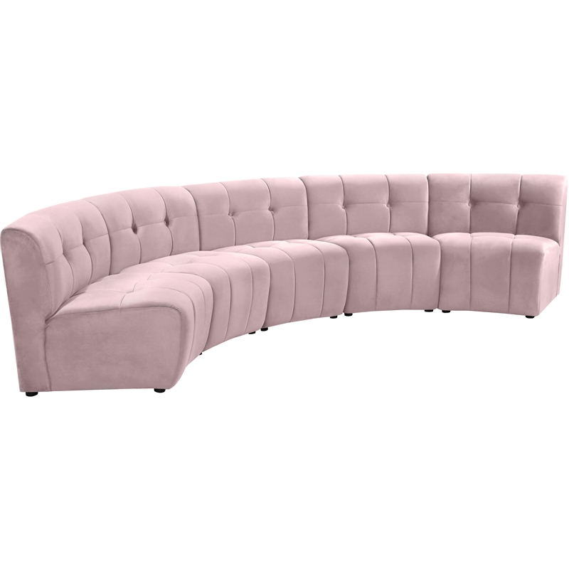 Meridian Furniture Limitless Pink Velvet Modular 5 Piece Sectional