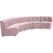 Meridian Furniture Limitless Pink Velvet Modular 5 Piece Sectional