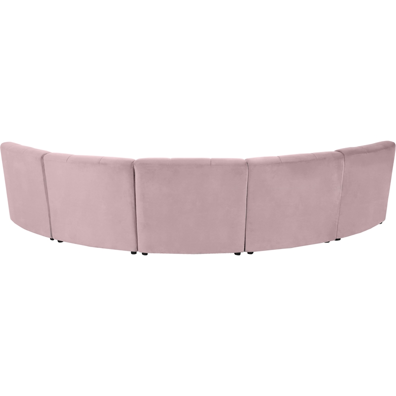 Meridian Furniture Limitless Pink Velvet Modular 5 Piece Sectional