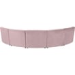 Meridian Furniture Limitless Pink Velvet Modular 5 Piece Sectional