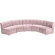 Meridian Furniture Limitless Pink Velvet Modular 5 Piece Sectional