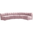 Meridian Furniture Limitless Pink Velvet Modular 5 Piece Sectional