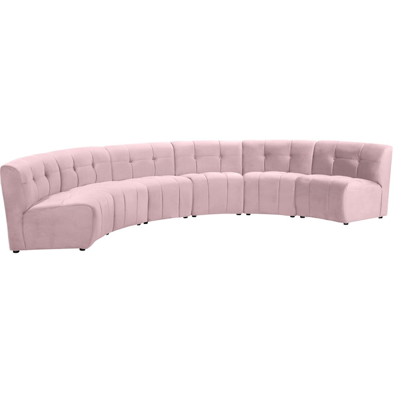 Meridian Furniture Limitless Pink Velvet Modular 6 Piece Sectional