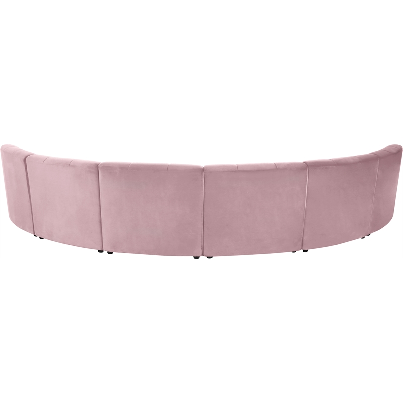 Meridian Furniture Limitless Pink Velvet Modular 6 Piece Sectional