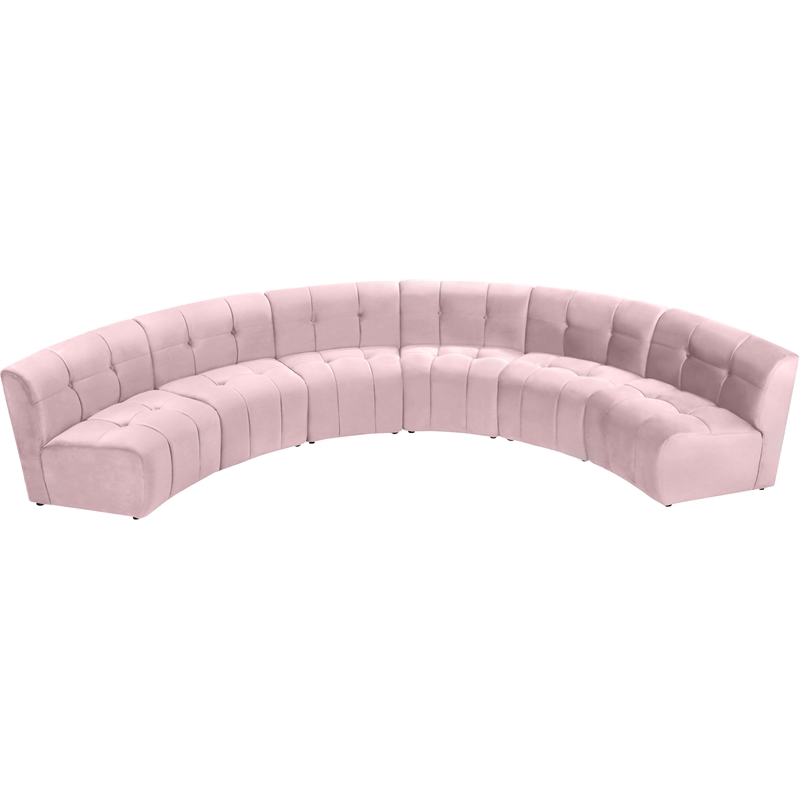Meridian Furniture Limitless Pink Velvet Modular 6 Piece Sectional
