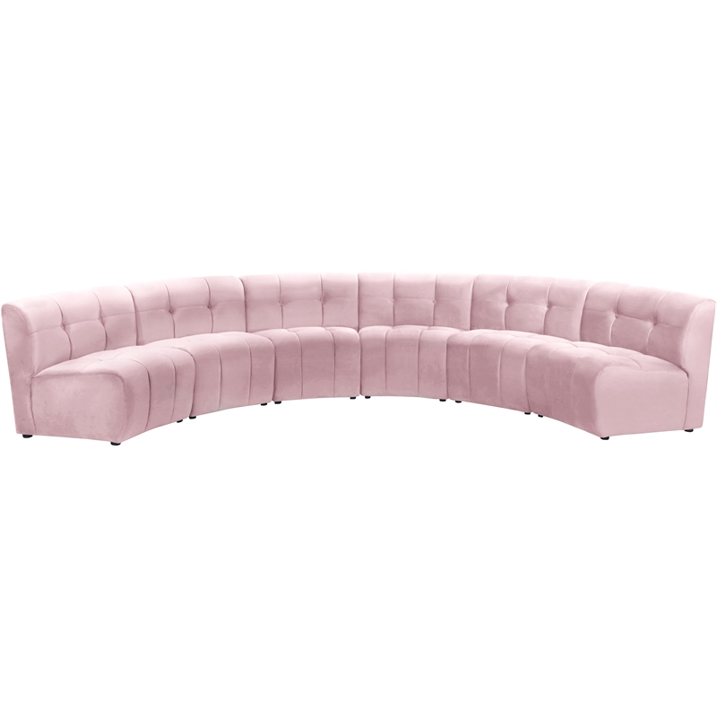 Meridian Furniture Limitless Pink Velvet Modular 6 Piece Sectional