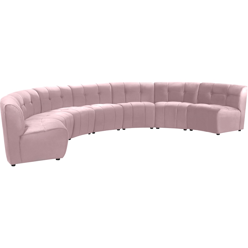 Meridian Furniture Limitless Pink Velvet Modular 7 Piece Sectional