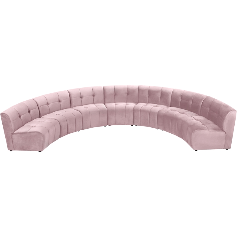 Meridian Furniture Limitless Pink Velvet Modular 7 Piece Sectional