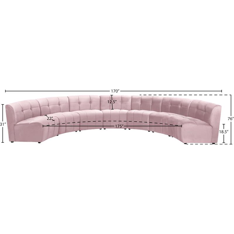 Meridian Furniture Limitless Pink Velvet Modular 7 Piece Sectional