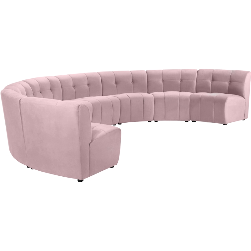 Meridian Furniture Limitless Pink Velvet Modular 8 Piece Sectional