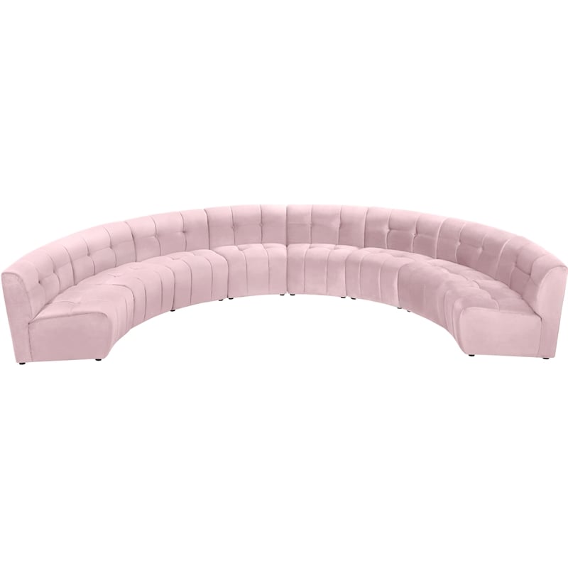 Meridian Furniture Limitless Pink Velvet Modular 8 Piece Sectional