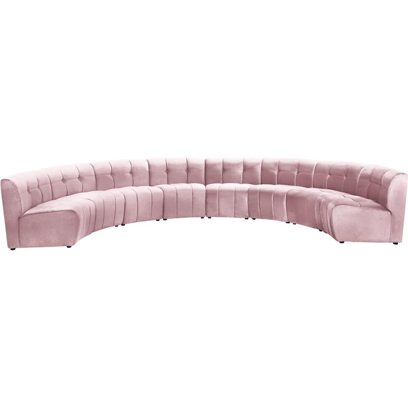 Meridian Furniture Limitless Pink Velvet Modular 8 Piece Sectional