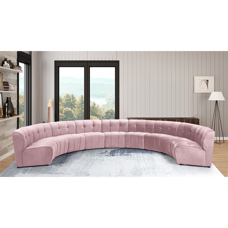 Meridian Furniture Limitless Pink Velvet Modular 9 Piece Sectional