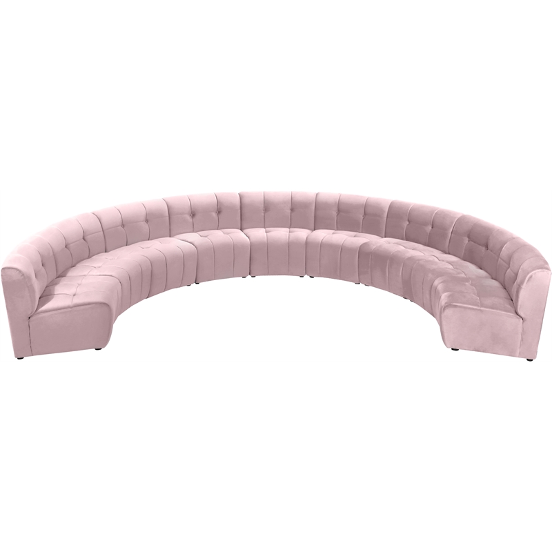 Meridian Furniture Limitless Pink Velvet Modular 9 Piece Sectional