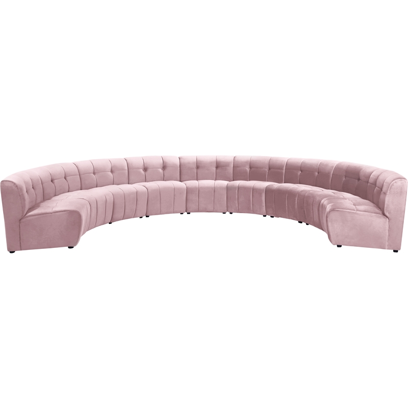 Meridian Furniture Limitless Pink Velvet Modular 9 Piece Sectional