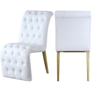 meridian furniture curve white vegan leather dining chair (set of 2)