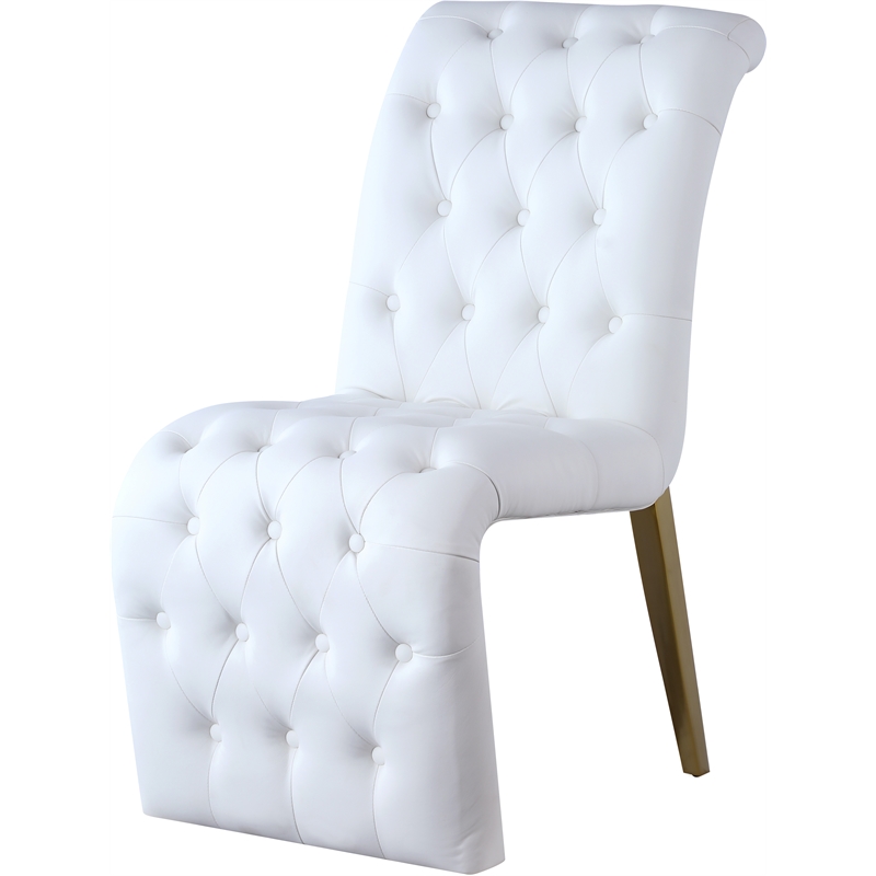 Meridian Furniture Curve White Vegan Leather Dining Chair (Set of 2)