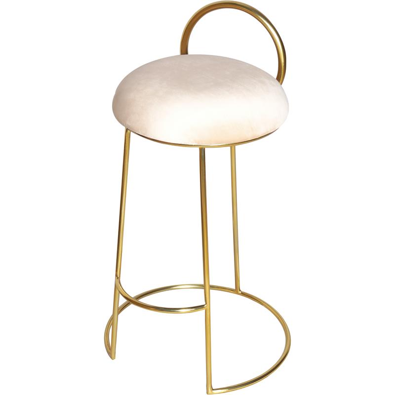 Meridian Furniture Ring Soft Cream Velvet Counter Stool in Brushed Gold