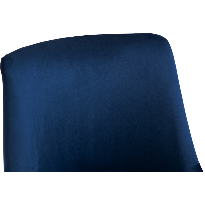 Meridian Furniture Karina Swivel Adjustable Navy Velvet and Chrome Office Chair