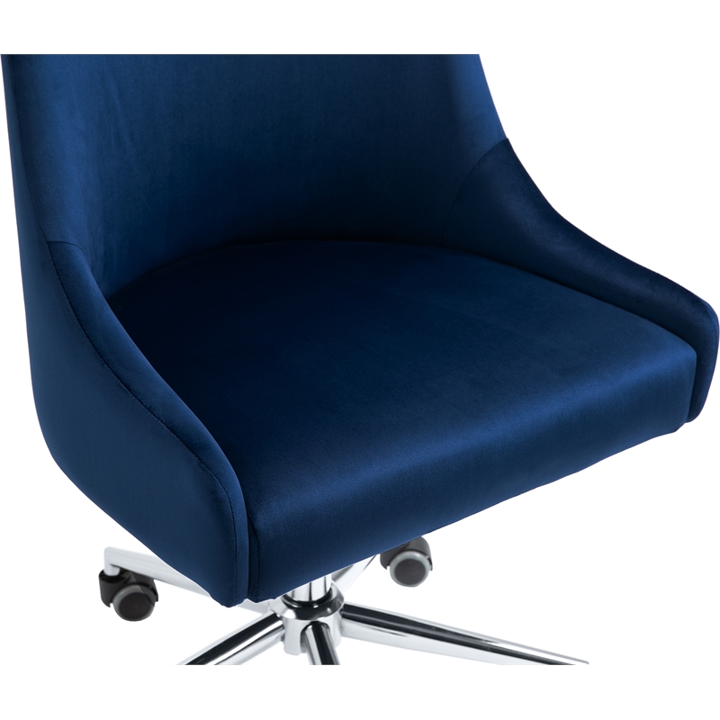 Meridian Furniture Karina Swivel Adjustable Navy Velvet and Chrome Office Chair