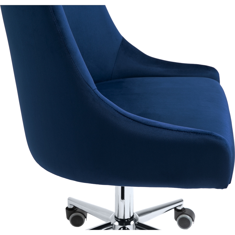 Meridian Furniture Karina Swivel Adjustable Navy Velvet and Chrome Office Chair