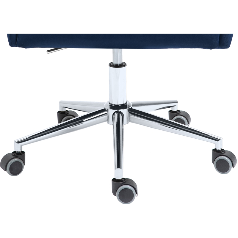 Meridian Furniture Karina Swivel Adjustable Navy Velvet and Chrome Office Chair