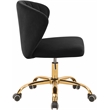 Meridian Furniture Finley Swivel Adjustable Black Velvet and Gold Office Chair