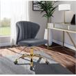 Meridian Furniture Finley Swivel Adjustable Gray Velvet and Gold Office Chair