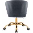 Meridian Furniture Finley Swivel Adjustable Gray Velvet and Gold Office Chair