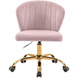 Meridian Furniture Finley Swivel Adjustable Pink Velvet and Gold Office Chair