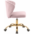 Meridian Furniture Finley Swivel Adjustable Pink Velvet and Gold Office Chair