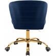 Meridian Furniture Finley Swivel Adjustable Navy Velvet and Gold Office Chair