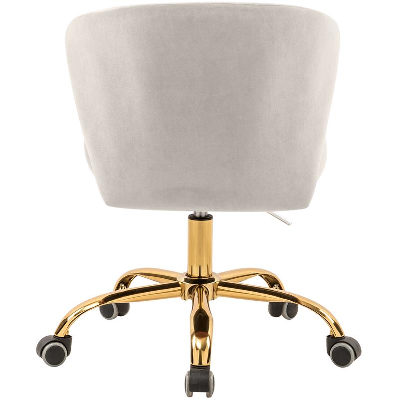 Meridian Furniture Finley Swivel Adjustable Cream Velvet and Gold Office Chair
