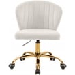 Meridian Furniture Finley Swivel Adjustable Cream Velvet and Gold Office Chair