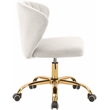 Meridian Furniture Finley Swivel Adjustable Cream Velvet and Gold Office Chair