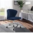 Meridian Furniture Finley Swivel Adjustable Navy Velvet and Chrome Office Chair