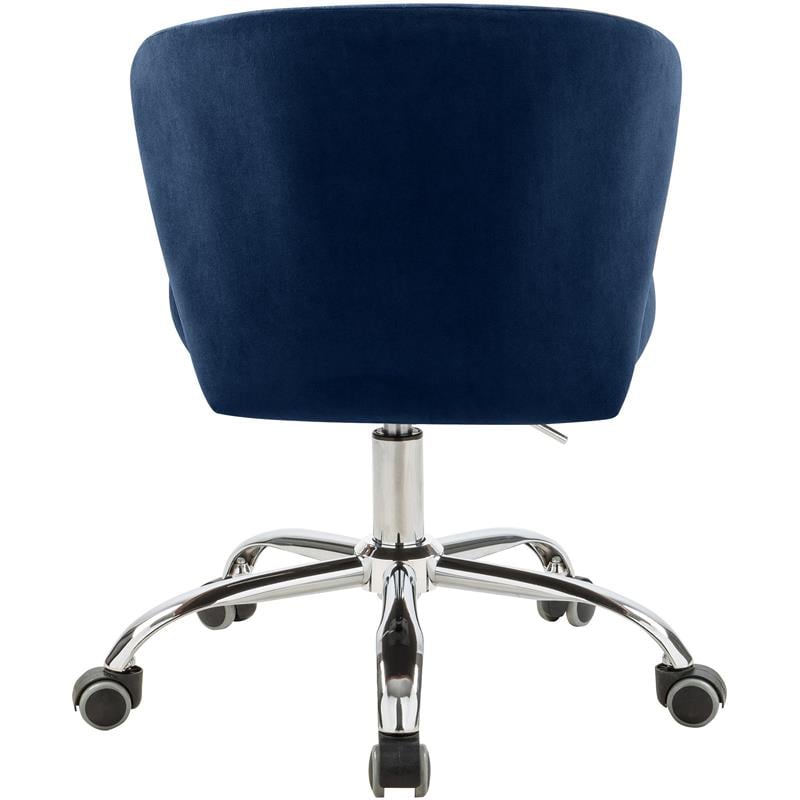 Meridian Furniture Finley Swivel Adjustable Navy Velvet and Chrome Office Chair