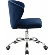 Meridian Furniture Finley Swivel Adjustable Navy Velvet and Chrome Office Chair