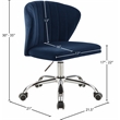 Meridian Furniture Finley Swivel Adjustable Navy Velvet and Chrome Office Chair