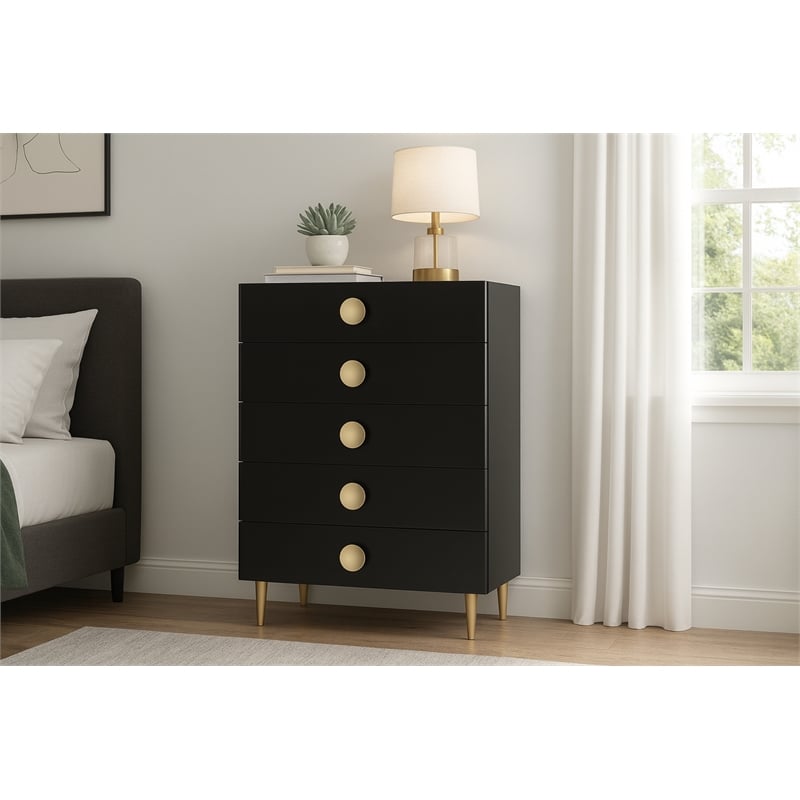 Meridian Furniture Zayne Contemporary Metal Chest in Rich Black Finish