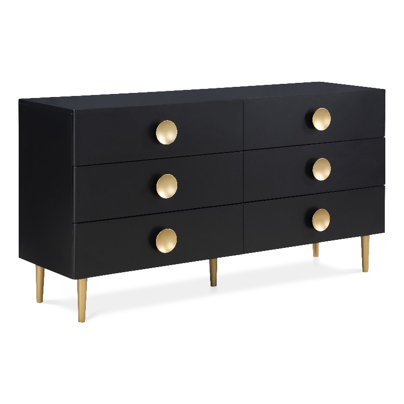 Meridian Furniture Zayne Contemporary Metal Dresser in Rich Black Finish