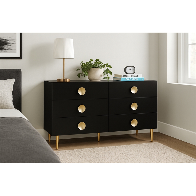 Meridian Furniture Zayne Contemporary Metal Dresser in Rich Black Finish