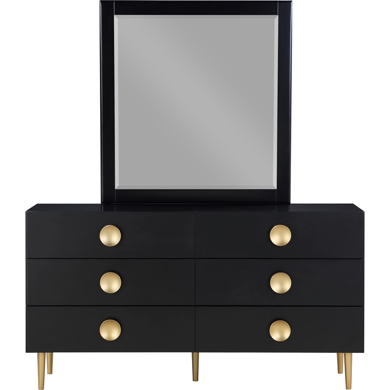Meridian Furniture Zayne Contemporary Metal Dresser in Rich Black Finish