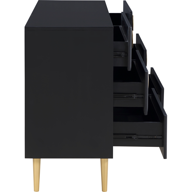 Meridian Furniture Zayne Contemporary Metal Dresser in Rich Black Finish