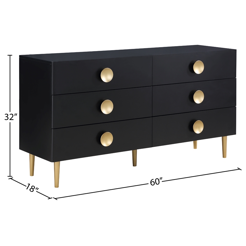 Meridian Furniture Zayne Contemporary Metal Dresser in Rich Black Finish