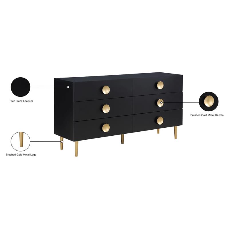 Meridian Furniture Zayne Contemporary Metal Dresser in Rich Black Finish