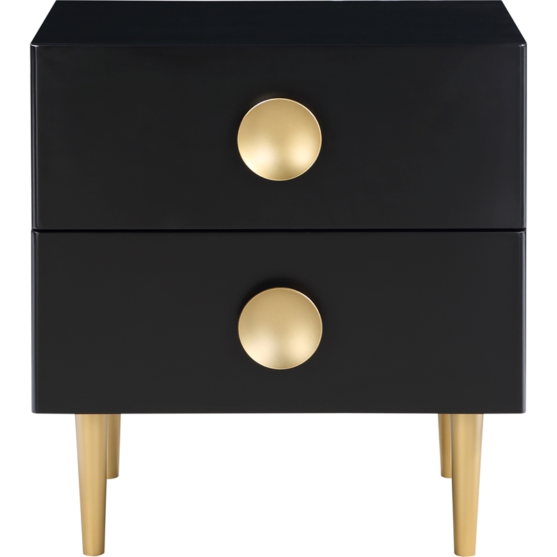 Meridian Furniture Zayne Contemporary Metal Nightstand in Rich Black Finish