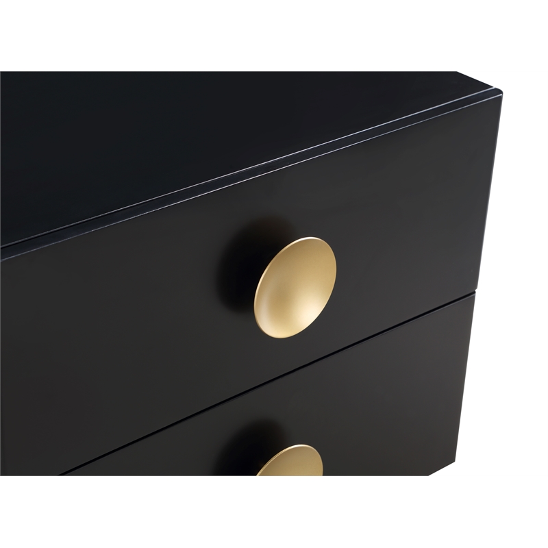 Meridian Furniture Zayne Contemporary Metal Nightstand in Rich Black Finish